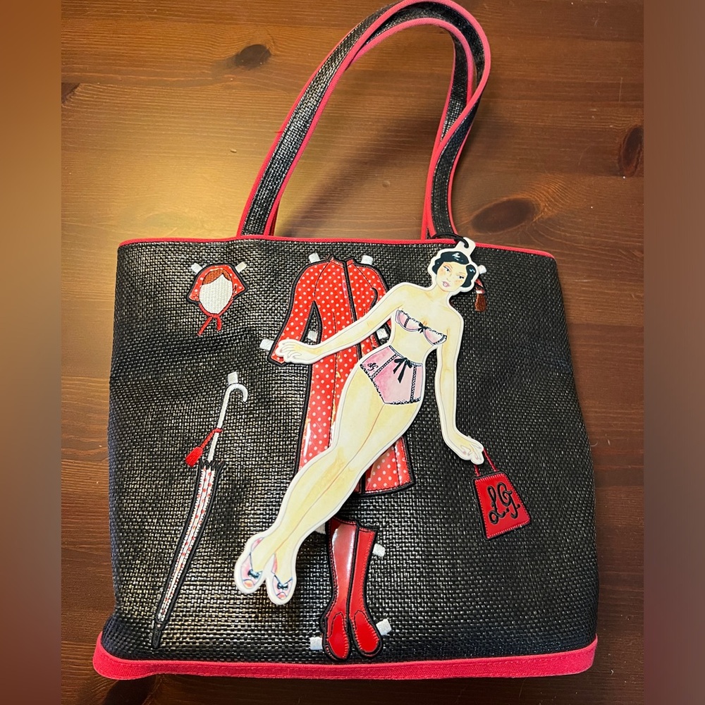 Lulu Guinness Rainy Day Handbag Paper Doll Tote RARE 2003 with Dust Bag